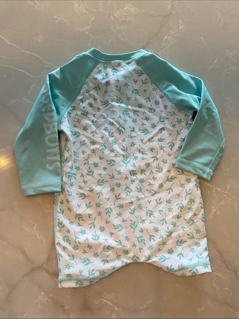 Rugged Butts Mint Green Long Sleeve Zip-Front Kids Rashguard Suit - size 12-18m